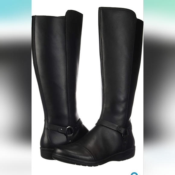 EUC Tall Black Leather Boots - size 8 - Picture 1 of 12